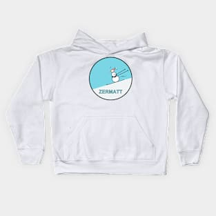 Frosty the Snowman skiing in Zermatt. Kids Hoodie